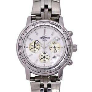 Revo Chronograph 10ATM White Dial Steel Bracelet